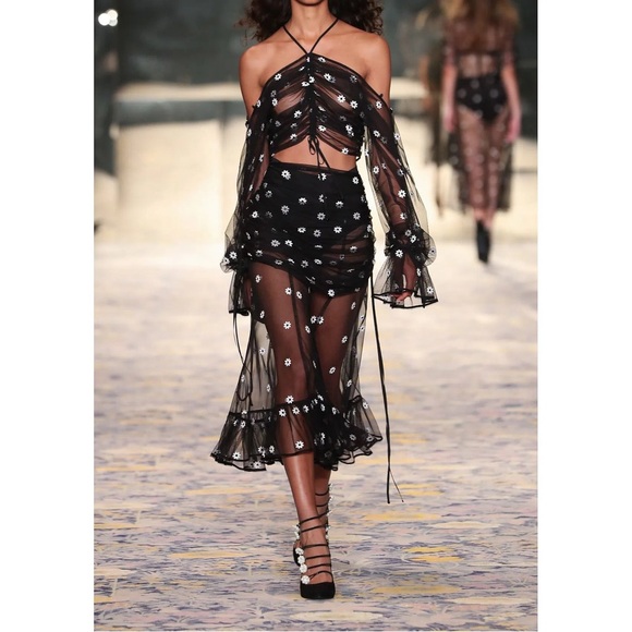 Alice McCall “The One” Black and Floral Rucched Top - Picture 2 of 16